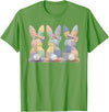 Easter Patchwork Bunny Cute Bunny Rabbit Coquette Lace Bow T-Shirt in Grass Green