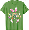 Happy Easter Bunny Rabbit Face Funny Easter Day Women Girls T-Shirt (Navy Blue) in Grass Green