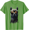 Funny Llama Lover Graphics Funny Alpaca Llama with Sunglasses Animal Graphic T-Shirt - Grass Green