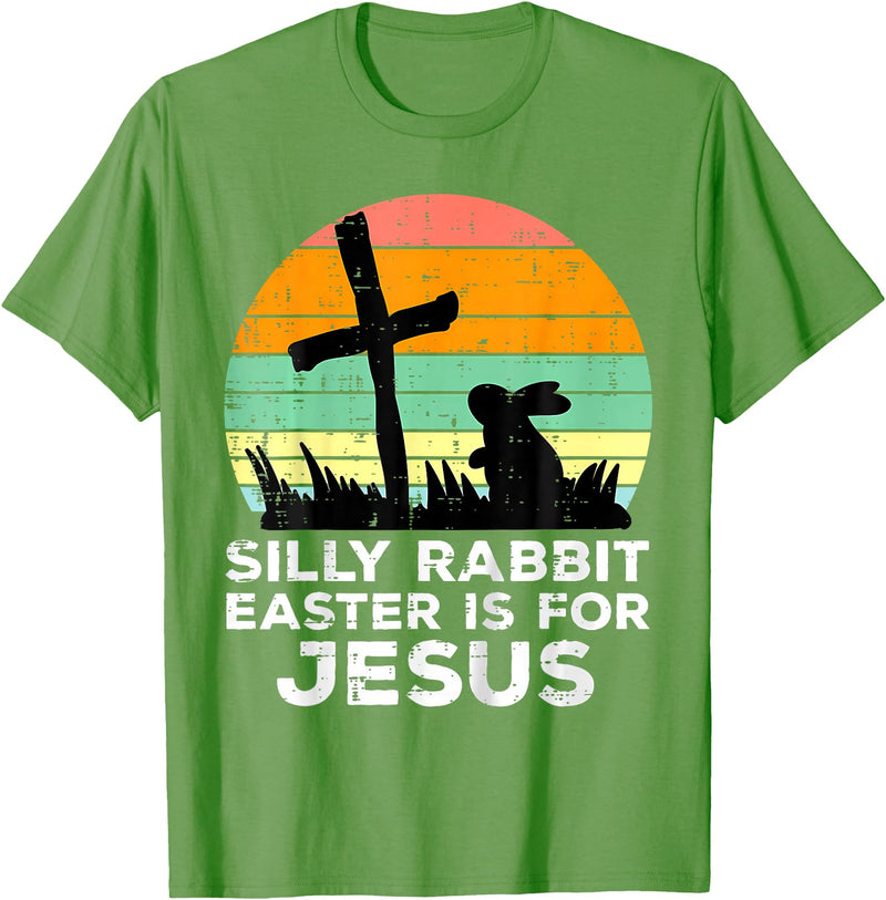 Silly Rabbit Easter Is for Jesus Christians Kids T-Shirt in Grass Green