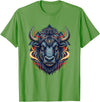 Wild Buffalo Bison Tribal Western Spirit Fierce Wild Bison Head Tribal Geometric Buffalo T-Shirt - Grass Green