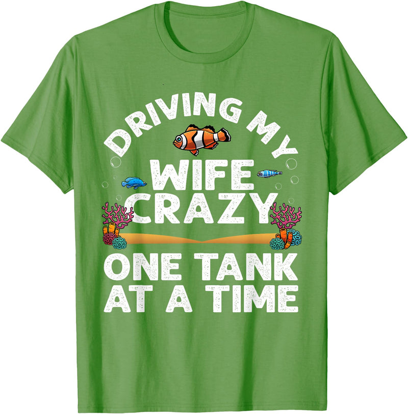 Best Fish Tank Gift For Aquarium Lovers Fishkeeper Funny Aquarium Designs Men Dad Husband Fish Tank Fishkeeping T-Shirt - Grass Green