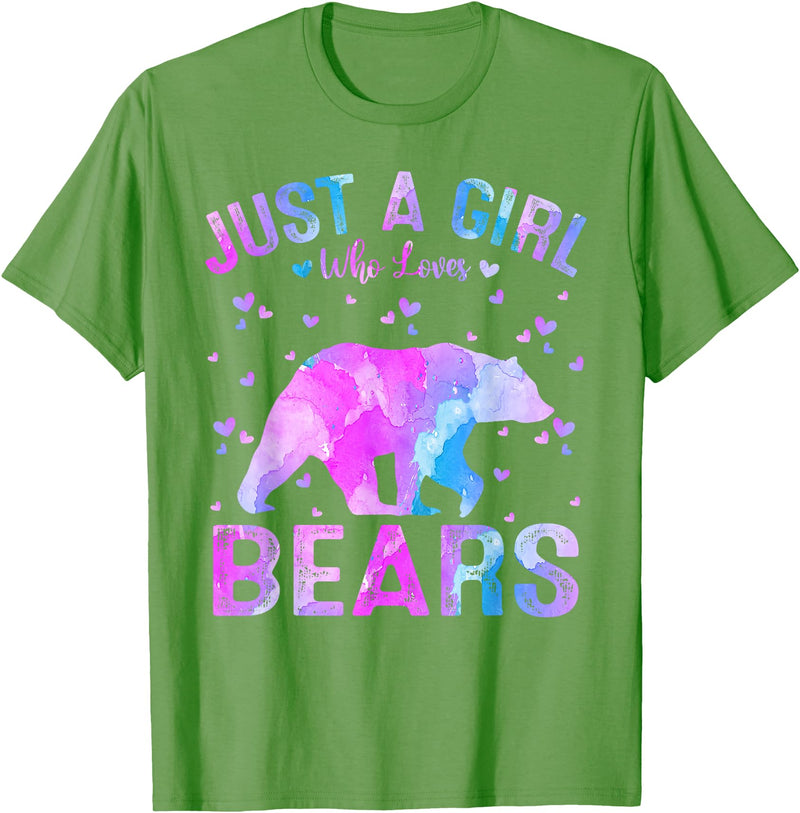 Just A Girl Who Loves Bear Gifts Outfit Colorful Just A Girl Who Loves Bears Women Girls T-Shirt - Grass Green