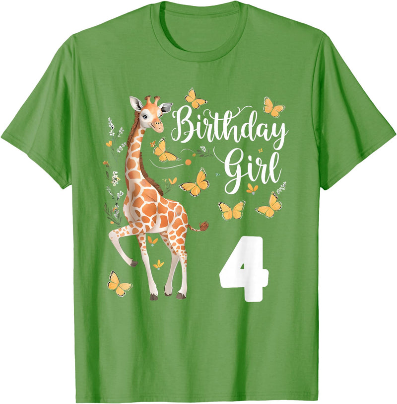 Giraffe Birthday Party by LazyPanda Giraffe 4th Birthday Girl 4 Years Old Giraffe Lover T-Shirt - Grass Green