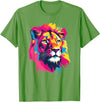 Aesthetic Lion Art I Kids Lion Colorful Lion T-Shirt - Grass Green