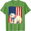 Patriotic USA Flag Polar Bear 4th of July Co. Polar Bear US America Flag Men Women 4th of July Patriotic T-Shirt - Grass Green