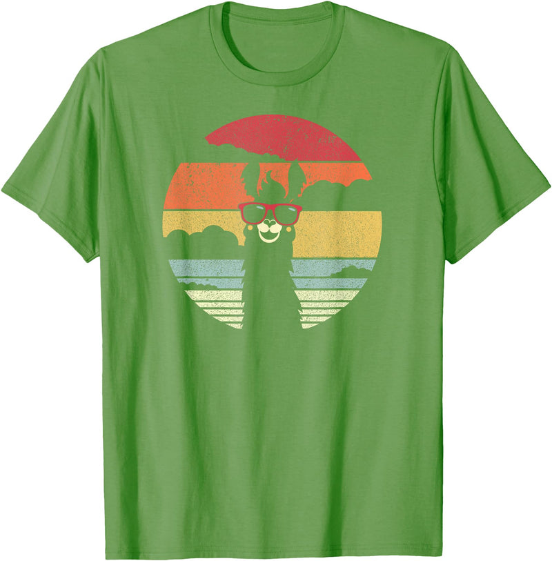 Pack A Punch Llama, Retro Style Alpaca T-Shirt - Grass Green