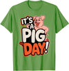 Pig Day Cartoon Animal Humor Farm It's A Pig Day Funny Cartoon Animal Humor Character Farm T-Shirt - Grass Green