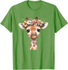 Floral Giraffe Animal Lovers Wild Nature Cute Animal Flower Crown Giraffe T-Shirt - Grass Green