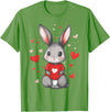 Rabbit Lover Heart Girls Valentine’s Day Women Bunny T-Shirt in Grass Green
