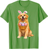 Golden Retriever Bunny Ears Eggs Cute Easter Dogs T-Shirt in Grass Green