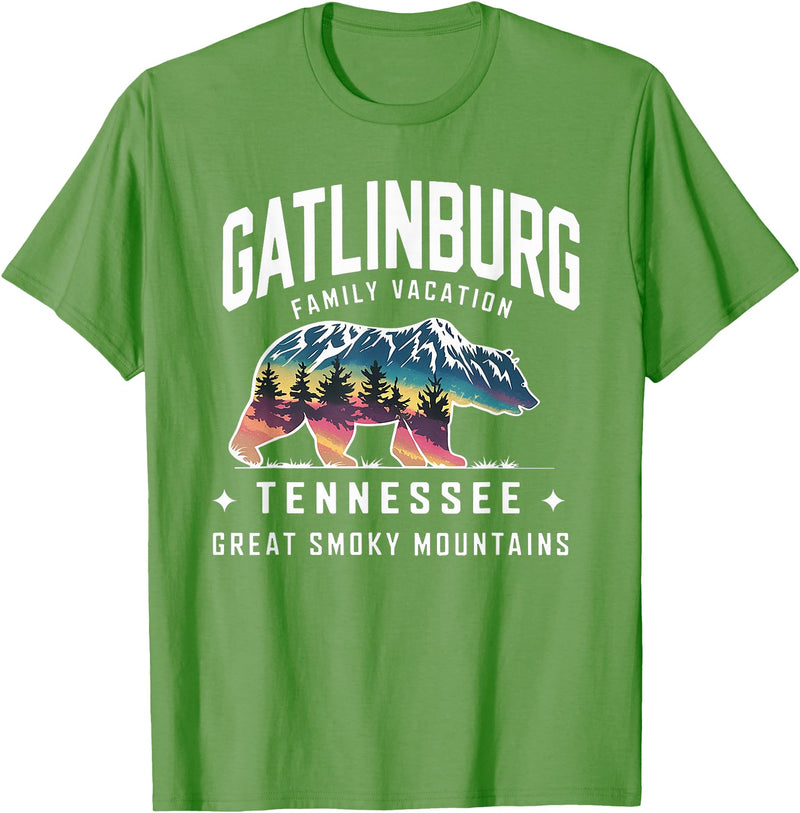 Gatlinburg Family Vacation Tees Family Vacation Mountains Gatlinburg Tennessee Bear Souvenir T-Shirt - Grass Green