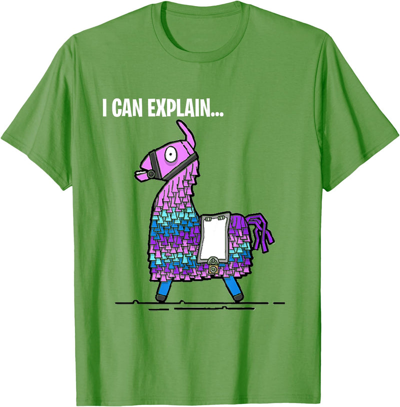 Funny gaming T-Shirts Loot Llama I Can Explain Gaming T-Shirt T-Shirt - Grass Green