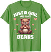 Bear Lover Tees, Bear Gifts by T&T Just A Girl Who Loves Bears, Cute Bear Lovers T-Shirt - Grass Green