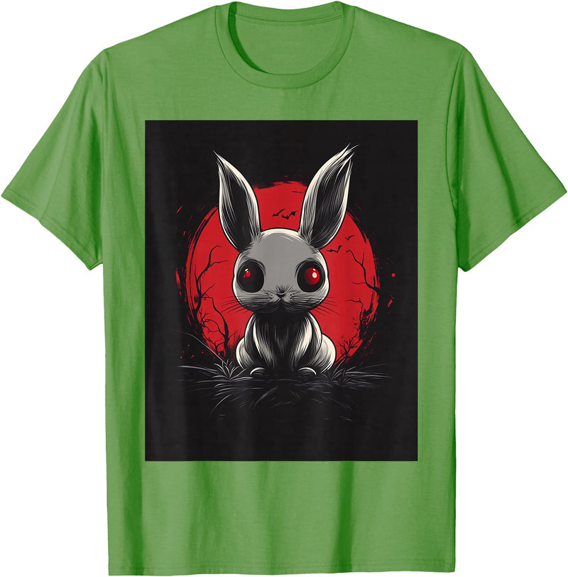 Bunny Anime Goth Scary Men Women Creepy Gothic Anime Rabbit T-Shirt in Grass Green