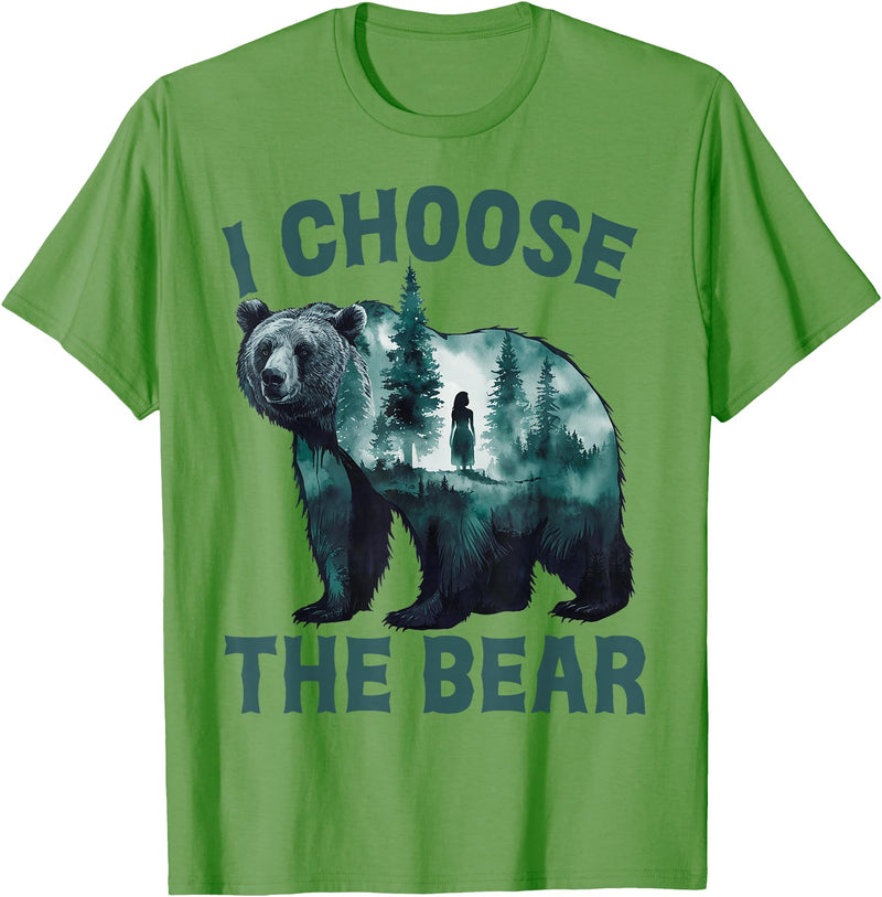 I choose the bear Apparel I choose the bear Shirt 2024 Bear In The Camp Trending T-Shirt - Grass Green
