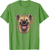 Laughing Hyena Cartoon Wild Safari Animal Hyena Laughing Face Funny Animal Safari Vibes T-Shirt - Grass Green