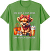 Cute Highland Cow I'm Not A Mess I'm Not A Hot Mess I'm A Spicy Disaster Cheeky Highland Cow T-Shirt - Grass Green