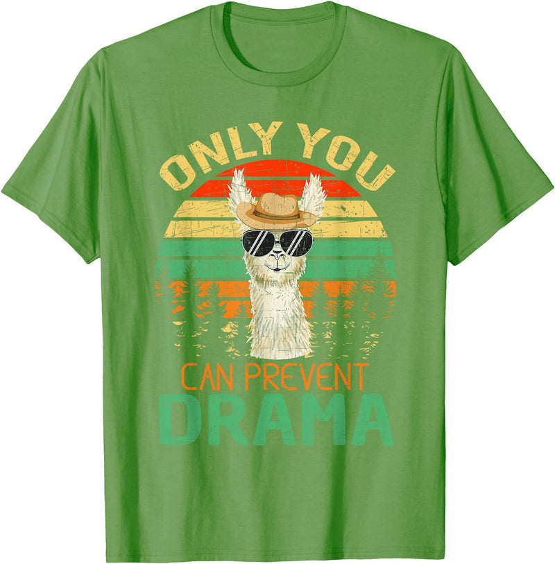 Only You Can Prevent Drama Camping Llama Gift Tee Only You Can Prevent Drama Lama Camping T-Shirt - Grass Green