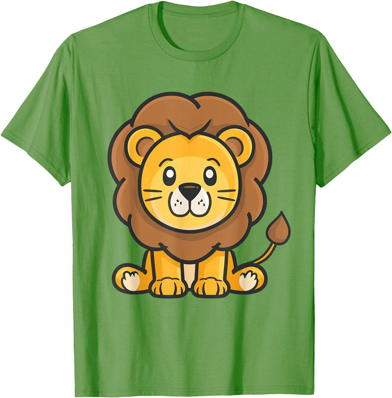 Funny Lion and African Animals Design Cute Lion for Kids T-Shirt - Grass Green