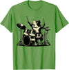 Retro Drummer Guinea Pig Lover Rock Design Guinea Pig Drummer Rock Drummer Guinea Pig Playing Drums T-Shirt - Grass Green