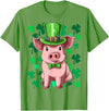 IrishTale Co. St. Patrick's Day Pig Leprechaun Lucky Irish Pig Farmers T-Shirt - Grass Green