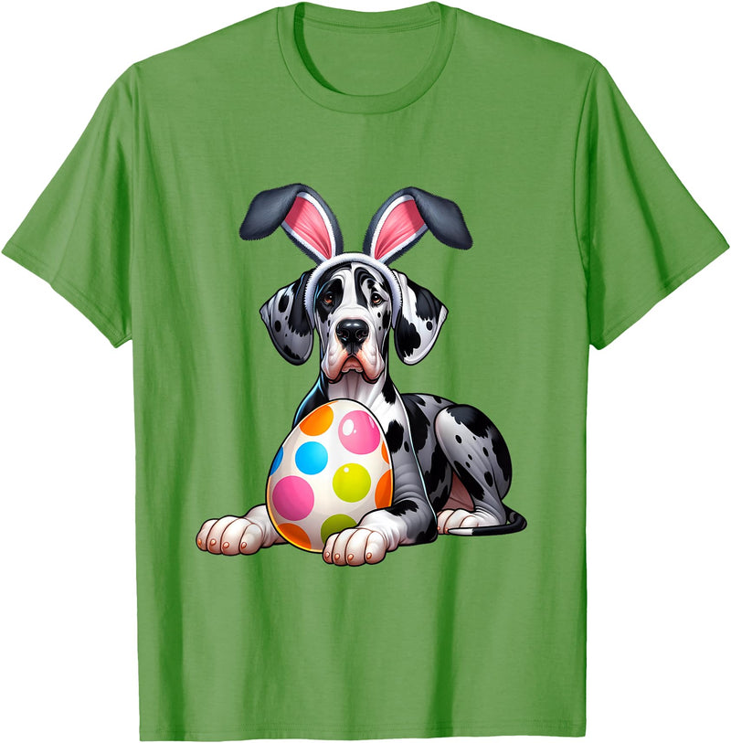 Great Dane Lovers Easter Egg Eggs Bunny Rabbits Rabbit T-Shirt in Grass Green