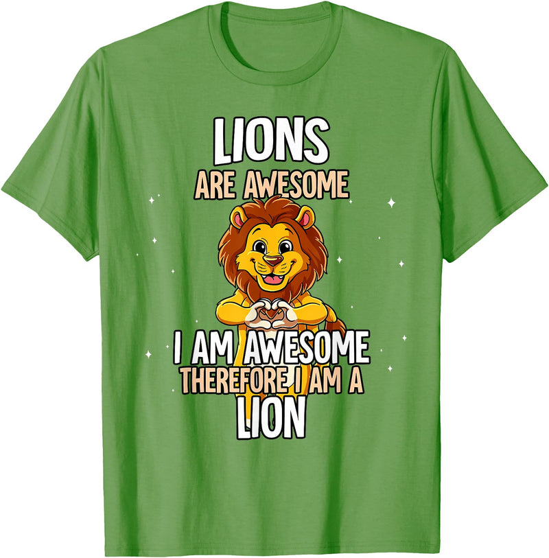 Lion Lover Gift Lions are Awesome Lion T-Shirt - Grass Green
