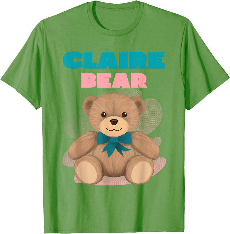 TheNiftyStitches CLAIRE Bear T-Shirt - Women's Black Cartoon Bear T-Shirt - Small - Short Sleeve - Classic Fit - All Seasons - Grass Green