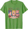 Farmer 4th Of July Costume 1776-2026 Proud 250th Freedom 4th July Three Cute Pigs T-Shirt - Grass Green