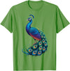 Peacock Peafowl Colorful Bird Peacock Illustration T-Shirt - Grass Green