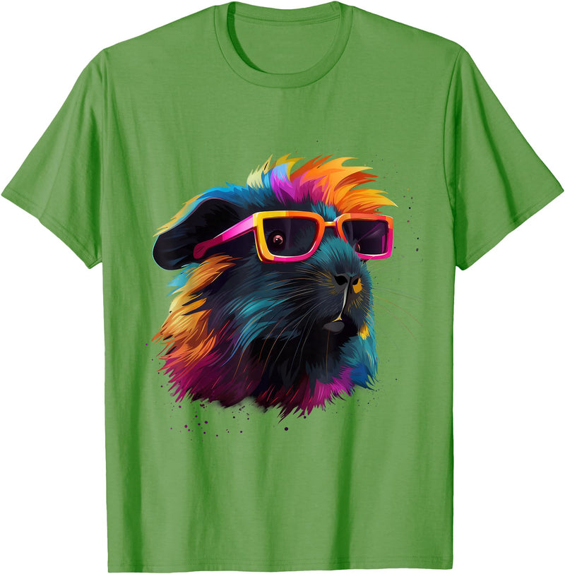 Guinea Pig Lover Designs Guinea Pig Lovers Colorful Pop Art Guinea Pig T-Shirt - Grass Green