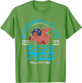 Retro Minor League Baseball Team Apparel Fall City Flying Pigs Retro Minor League Baseball Team T-Shirt - Grass Green