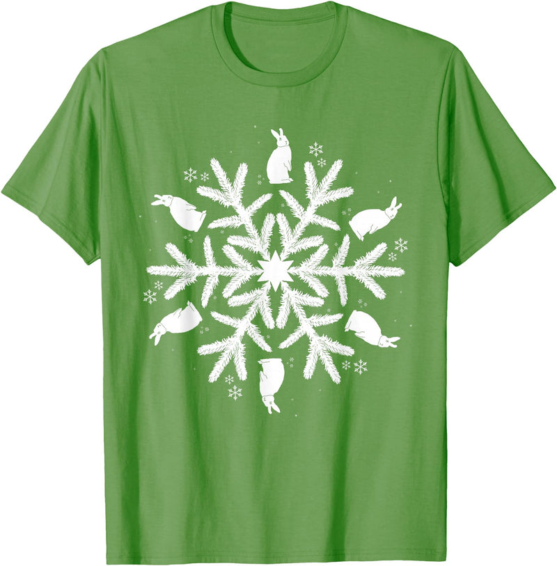 Snowflake Christmas Rabbit T-Shirt in Grass Green