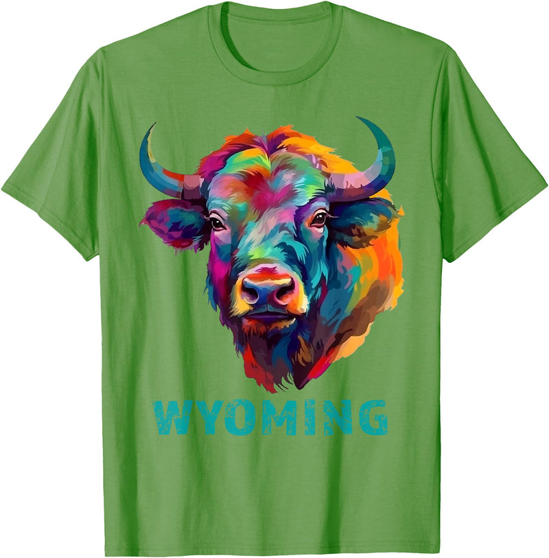 Love Wyoming Accessories, Apparel and Home Decor Wyoming American Bison Lover Buffalo for Men Women Souvenir T-Shirt - Grass