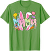 Easter Mama Bunny Ears Coquette Bow Easter Rabbit Mom Women T-Shirt in Grass Green