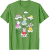 Peppa Pig Splish Splash Splosh Friends Playing In Puddles T-Shirt - Grass Green