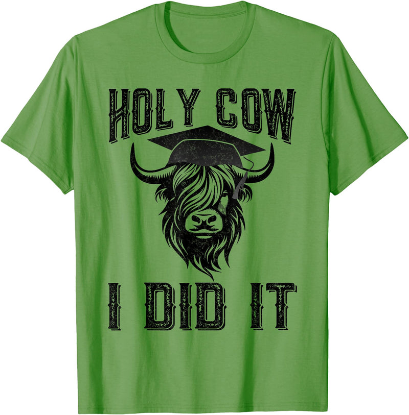 Funny Cow Graduated Holy Cow I did It Graduation Vintage Funny Cow Graduation Holy Cow I did It Graduated T-Shirt - Grass