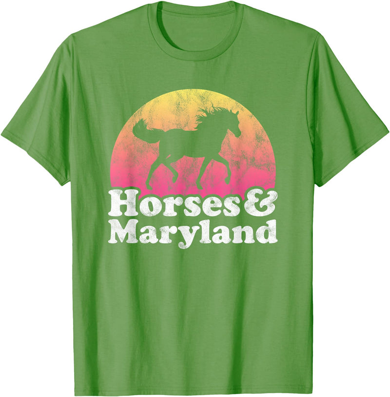 Horses and Maryland Apparel Co Horse and Maryland Women or Girls Horses T-Shirt - Grass Green