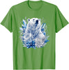 Arctic Polar Bear Crystal Flowers Nature Majestic Arctic Polar Bear with Ice Flowers Fantasy T-Shirt - Grass Green