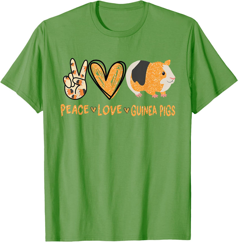 Funny Guinea Pig Lover Peace Love Guinea Pigs Cute Guinea Pig Lover T-Shirt - Grass Green