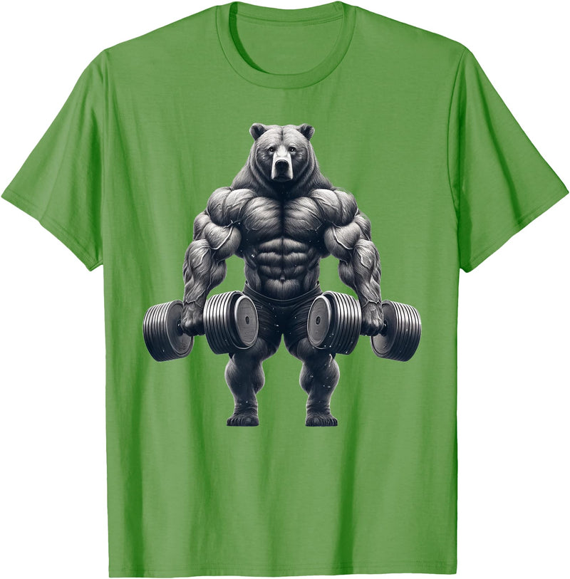 Bear Powerlifting Weightlifting Gym Apparel Bear Powerlifting Weightlifting Gym Workout T-Shirt - Grass Green
