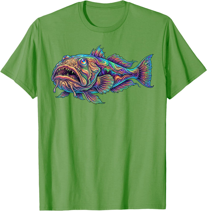 Abstract Ocean Art Stargazer Fish Deep Sea Aquarium Bottom Dweller T-Shirt - Grass Green