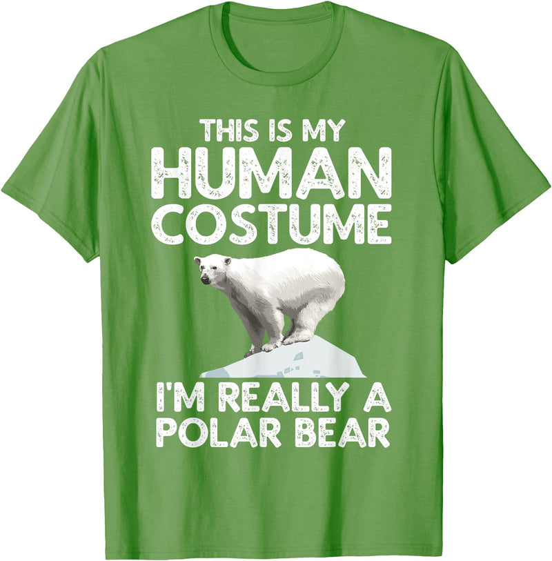 Polar Bear Gift Polar Bear Accessories & Stuff Cool Polar Bear for Men Women Human Costume Animal Halloween T-Shirt - Grass Green