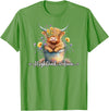 KAEDAM Gifts: Highland Cows Cute Baby Highland Cow Calf Love Spring Pastel Novelty T-Shirt - Grass Green