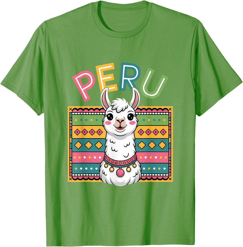 Peru Flag Peruvian Roots Peru Llama Peruvian Roots Peru Heritage T-Shirt - Grass Green
