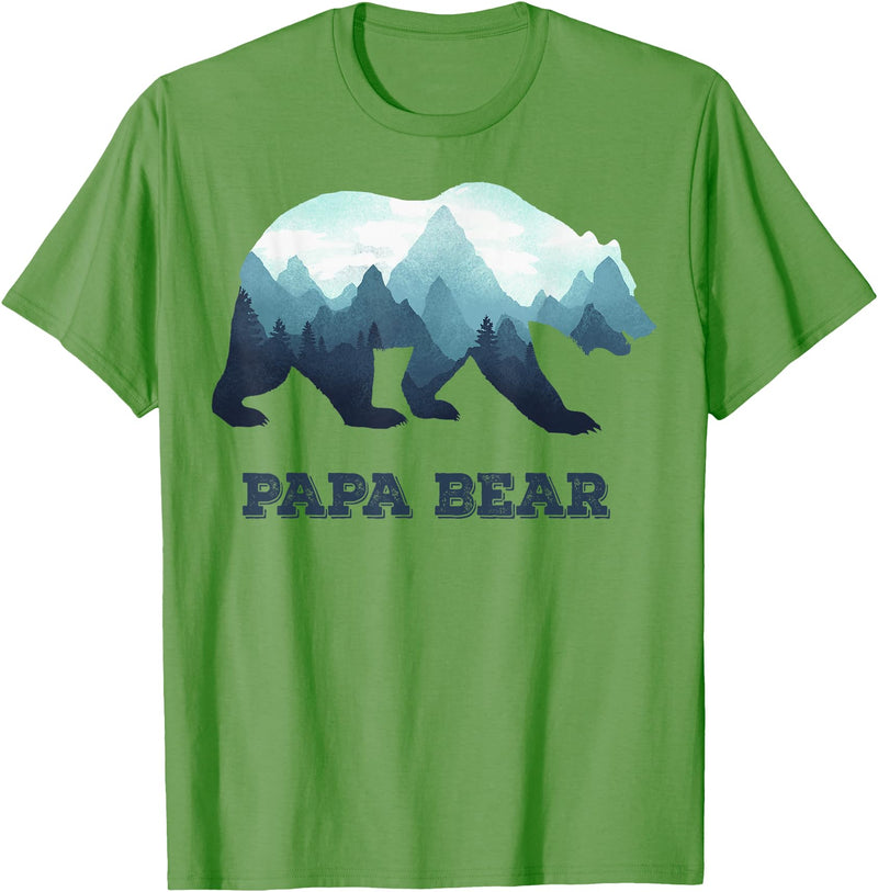 Dramabite Papa Bear Wildlife Father's Day Gift for Dad, Daddy or Dada T-Shirt - Grass Green