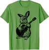 Bunny Playing Acoustic Guitar Easter Rabbit Women, Men, Kids T-Shirt in Grass Green