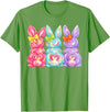 Easter Cute Bunny Coquette Bow Tie Dye Rabbit Women Girl Kid T-Shirt in Grass Green