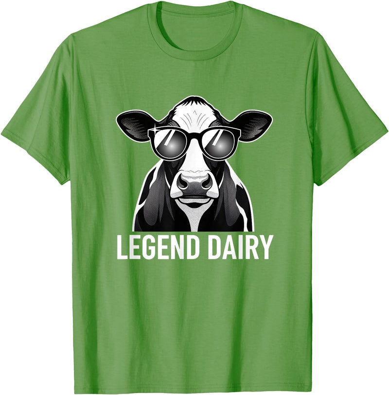 Farmstead Legends Legend Dairy, Cool Cow with Sunglasses T-Shirt - Grass Green